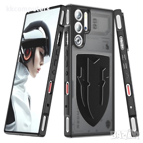 ZTE nubia Red Magic 9 Pro 5G Shield калъф с охлаждане – Liquid Silicone + PC, черен / сребрист, снимка 5 - Калъфи, кейсове - 52066117