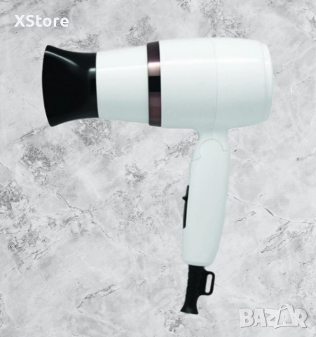 Сешоар Rosberg, 1600W, Черен/Бял, Сгъваема дръжка 2 години гаранция, снимка 3 - Сешоари - 52593699