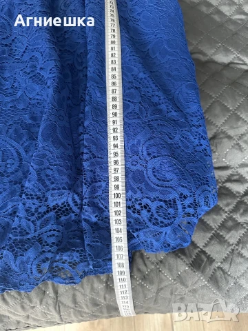 Елегантна дантелена рокля в кобалтово синьо, снимка 8 - Рокли - 51081382