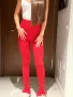 Нов висока талия  секси спортен елегантен червен еластичен панталон рипс рипсен Alice Evis , снимка 1