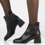 Дамски черни боти до глезена от естествена кожа с циркони Jean, снимка 4