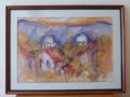 Картина акварел с рамка 75 см / 56 см от 80-те год, снимка 6
