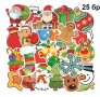 25 бр Големи Коледни самозалепващи лепенки стикери за украса декор картонена торта Сладки