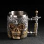 4310 3D чаша череп с меч сувенирна халба подарък за мъж, 400ml, снимка 1 - Чаши - 43367790