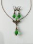 Разкошен комплект бижута в смарагдово зелено с красиви орнаменти в цвят бронз , снимка 3