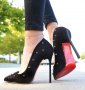 Обувки на ток - черен велур - 167, снимка 1 - Дамски обувки на ток - 33780867