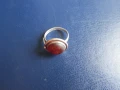 Стар сребърен пръстен с естествен кехлибар, снимка 2