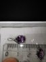 Елегантни Сребърни Обеци 925 с Натурален лилав Аметист (Amethyst) и странични камъни Циркони, снимка 3