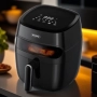 Фритюрник AirFryer , 1350W, 5.2л., LED дисплей, Горещ въздух, Таймер, до 200°C, Черен, снимка 2