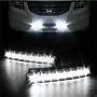 Мощни ЛЕД Дневни светлини с 8 светодиода светещи в бяло за кола автомобил джип бус ван, снимка 2