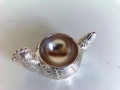 Прекрасна Посребрена Кокошка Поставка За Яйце,Солница, снимка 2