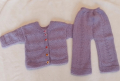 Бебешки ръчно плетени жилетка и панталон 3-6м, снимка 1