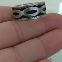 Сребърен пръстен халка Буква ТТ, снимка 4 - Пръстени - 43938421