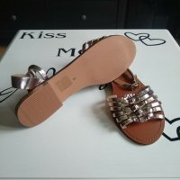 ASOS Gold Leather Sandal - златисти сандали естествена кожа 39 номер, снимка 2 - Сандали - 33650822