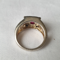 Сребърен пръстен с рубин, снимка 6 - Пръстени - 44900134