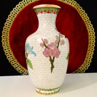 Китайска медна ваза Клоазоне,Cloisonne,маркирана. , снимка 14 - Вази - 36916498