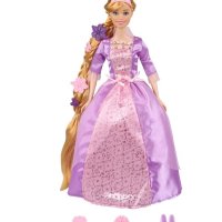 Кукла с лилава рокля на принцеса с много дълга коса, снимка 1 - Кукли - 43296595