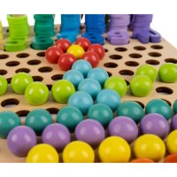 Дървена игра пъзел с цифри, букви, форми, топчета, рингове, снимка 6 - Образователни игри - 43900645