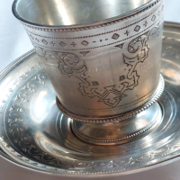 Царска Русия сребърна 84 чаша за кафе с подложна чиния, снимка 10 - Антикварни и старинни предмети - 44905716