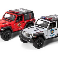 Метална количка Kinsmart 2018 Jeep Wrangler (Police/ Firefighter), кутия Код: 520793-1, снимка 1 - Коли, камиони, мотори, писти - 37397088