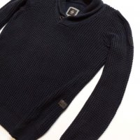 G-Star Raw Avihu Shawl Knit Mazarine Blue Мъжки Пуловер Размер M/L, снимка 4 - Пуловери - 35460849