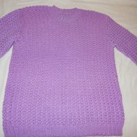 Лилава блуза- ръчно плетиво Л размер, снимка 5 - Блузи с дълъг ръкав и пуловери - 27306342