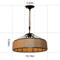 OLIYA Винтидж полилей, плафониера, модерна лампа,диаметър 40 см,кафяво, снимка 3 - Лампи за таван - 43299982