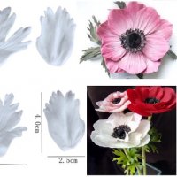 4 бр листа вейнър за цветя Анемоне Съсънка силиконов молд форма фондан украса букет , снимка 1 - Форми - 32511831