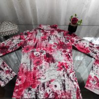 Дамска елегантна блуза с цветя, снимка 1 - Блузи с дълъг ръкав и пуловери - 42961008