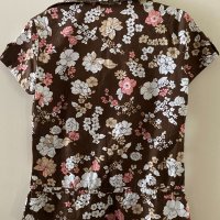 ✅дамска риза памука кафяво на цветя, снимка 2 - Ризи - 33172811