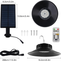 Соларна висяща лампа NATPOW с димиране/време с дистанционно управление, IP65, 2 броя, снимка 4 - Соларни лампи - 44900204