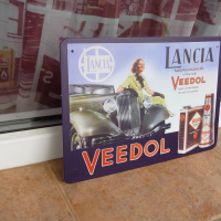 Метална табела кола Lancia Veedol моторно масло реклама туба, снимка 2 - Рекламни табели - 44847698