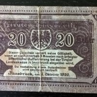 Банкнота - Австрия - 20 хелера | 1920г., снимка 2 - Нумизматика и бонистика - 29041282