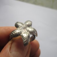 Стар сребърен пръстен цвете , снимка 3 - Пръстени - 26686295