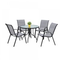 Градински Комплект 4 стола с кръгла стъклена маса Stol masa , снимка 2 - Градински мебели, декорация  - 40582157