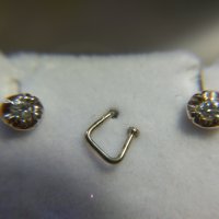     Златни обеци с диаманти, снимка 1 - Обеци - 26549753