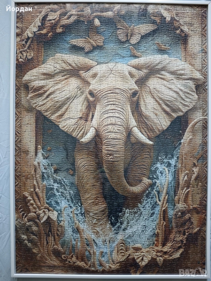 Красив пъзел в рамка „Величествен слон“ – 3D ефект, снимка 1