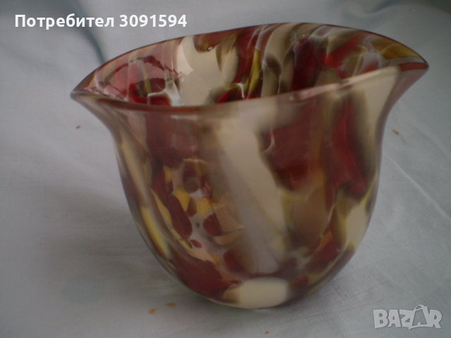 Декоративна дълбока стъклена купа Многоцветно стъкло  Мурано, снимка 1