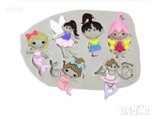 малки фея русалка балерина силиконов молд форма капъп фондан гипс смола декор, снимка 1