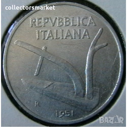 10 лири 1951, Италия, снимка 1