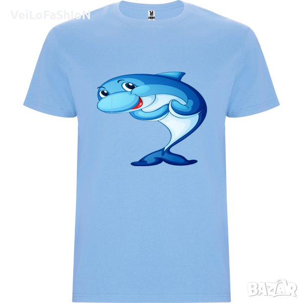 Нова детска тениска с Делфин в светлосин цвят, снимка 1
