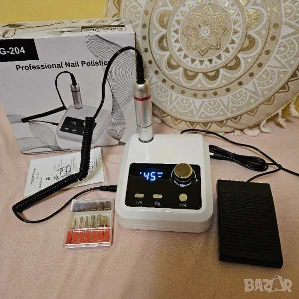 Професионална пила за маникюр, бяла, 45000 оборота, снимка 1