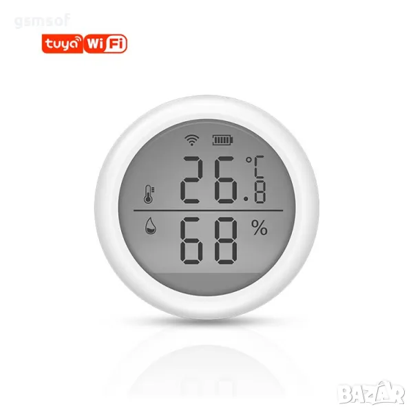 WiFi смарт датчик, сензор за температура и влажност Tuya/Smartlife, снимка 1