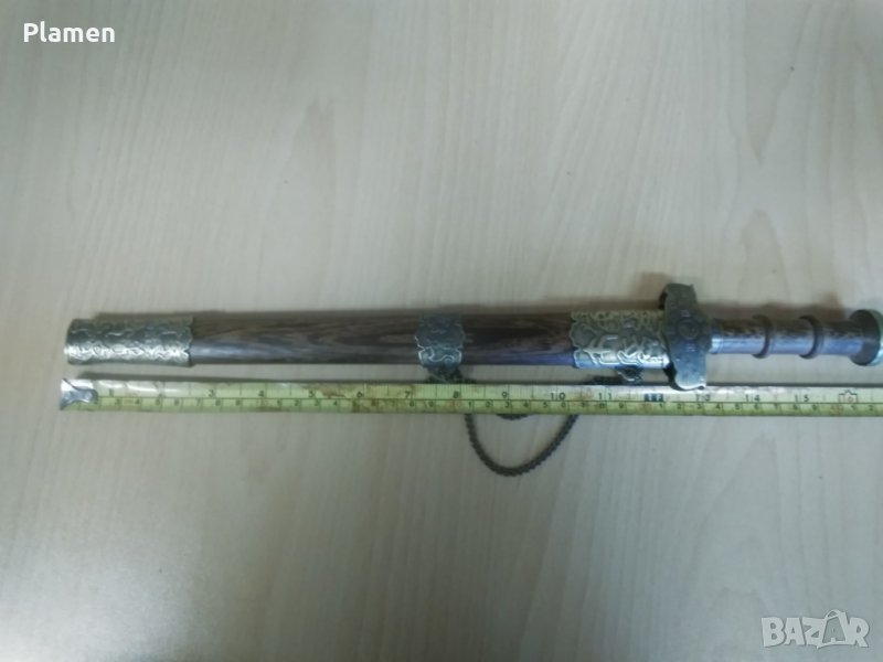 Китайски кортик кама с дървена кания и инкрустирана дръжка, снимка 1