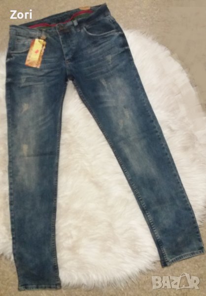 СТРАХОТНИ мъжки дънки слим с изтъркан и накъсан ефект , снимка 1