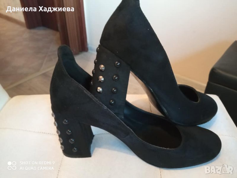 Черни обувки естествен велур 38 номер, снимка 1