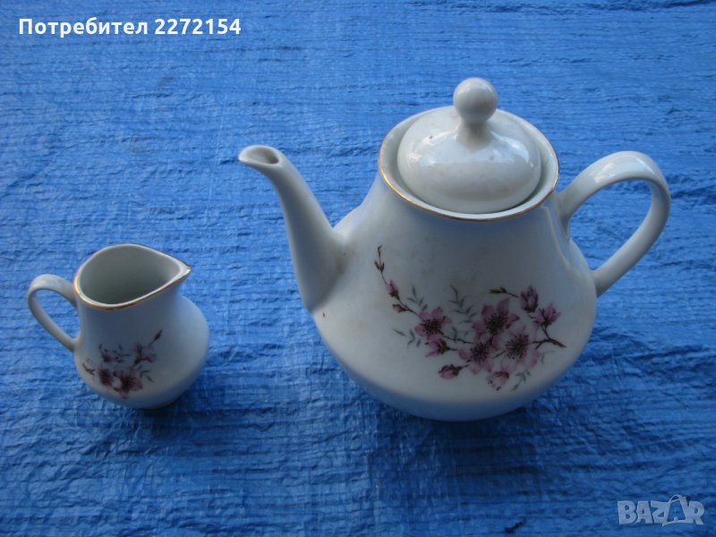 Ретро порцеланов чайник и каничка , снимка 1