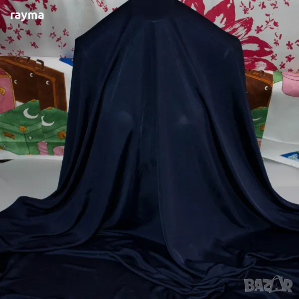 Плат италианско вискозно жарсе мастилено синьо, снимка 1