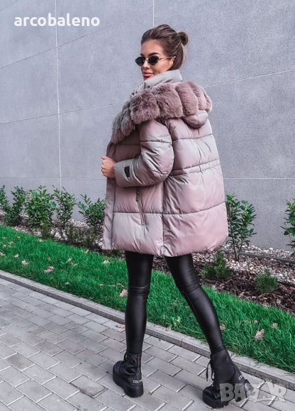 Дамско ватирано бежово яке , снимка 1