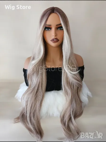 Пепеляво руса перука без бретон, снимка 1